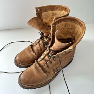 Justin Leather Brown Work Boots Lace Up 8.5 B